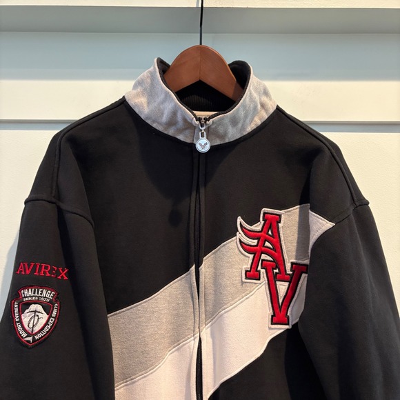 Vintage Avirex Jacket XL Y2K Challenge Series Full Zip Black Gray AV Patch - Picture 5 of 14
